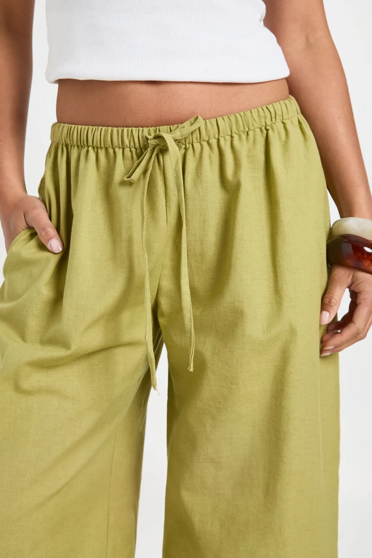 boohoo Pantalon Large Petite Aspect Lin<Femme Pantalons