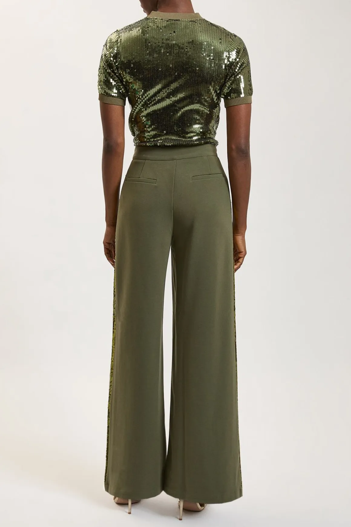 Pantalon Large Petite Avec Bande Latérale À Paillettes Exclusif