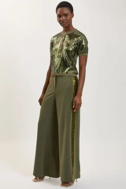 Pantalon Large Petite Avec Bande Latérale À Paillettes Exclusif