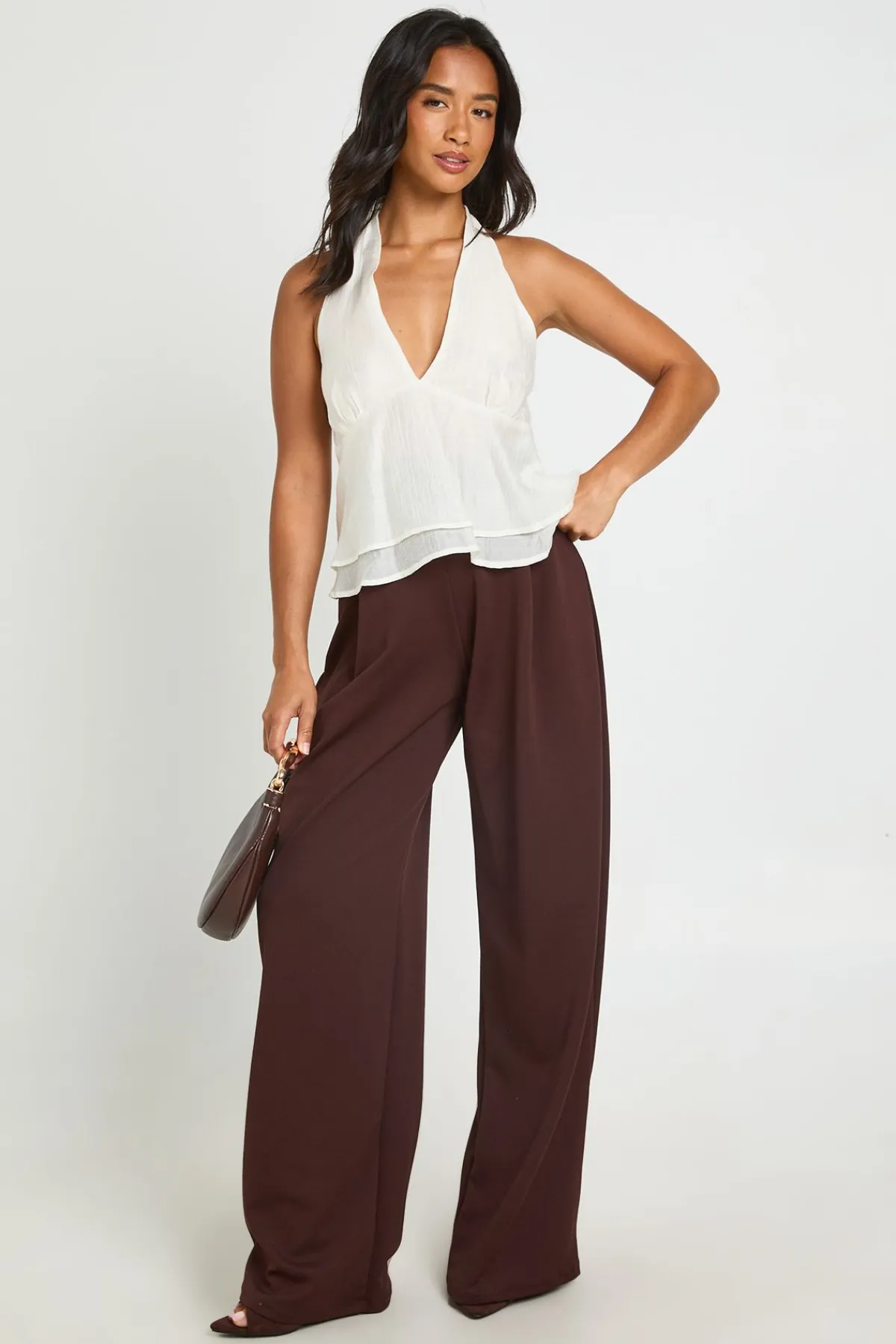 boohoo Pantalon Large Petite Basics<Femme Pantalons|Looks Chocolat