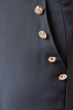 Pantalon Large Petite à Détails de Boutons Militaires