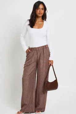 Pantalon Large Petite Effet Lin