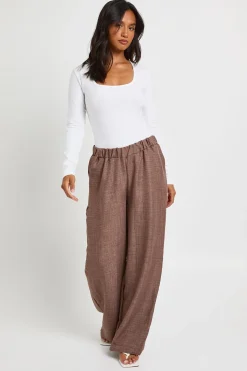 Pantalon Large Petite Effet Lin