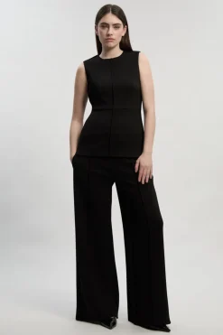 Pantalon Large Petite en Ponte