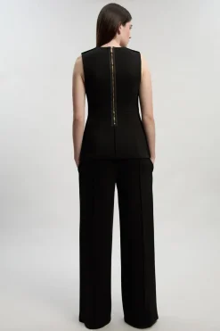 Pantalon Large Petite en Ponte