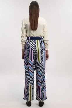 Pantalon Large Petite En Sergé Tissé À Imprimé Géométrique