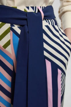 Pantalon Large Petite En Sergé Tissé À Imprimé Géométrique