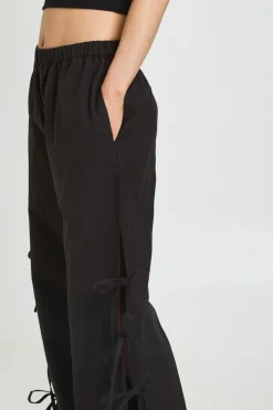 Pantalon Large Petite À Nouer Sur Les Côtés Aspect Lin