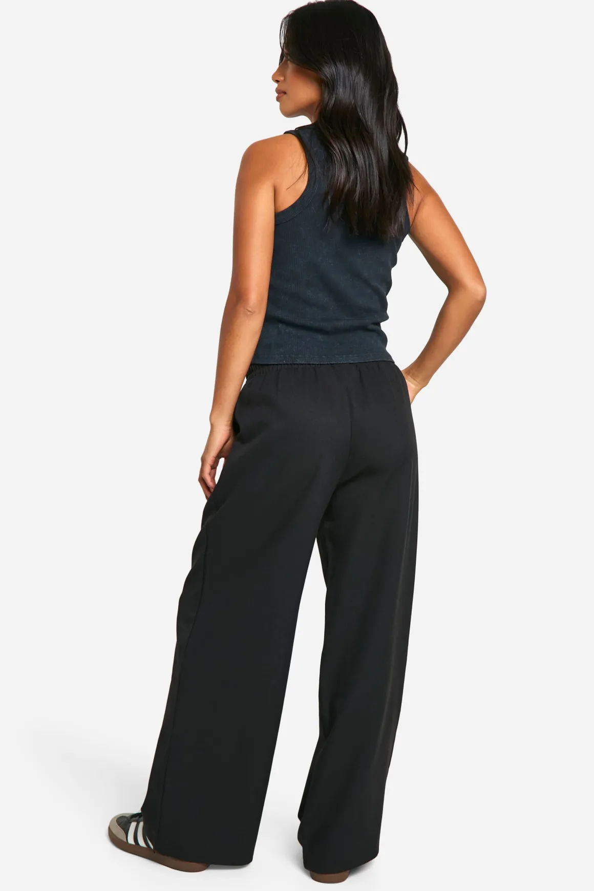 Pantalon Large Petite À Taille Ajustable Avec Cordon De Serrage