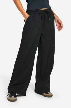 Pantalon Large Petite À Taille Ajustable Avec Cordon De Serrage