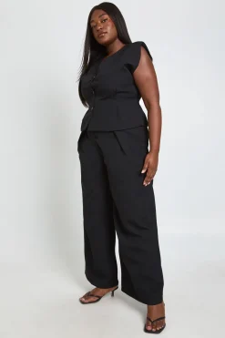 Pantalon Large À Pinces Frontales Extrêmes Grande Taille