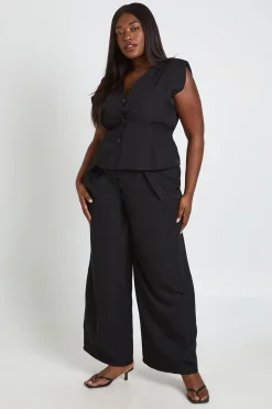 Pantalon Large À Pinces Frontales Extrêmes Grande Taille