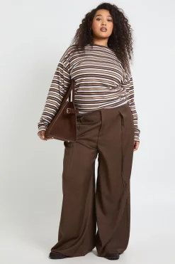 Pantalon Large à Plis Chiné Grande Taille