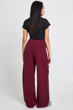 boohoo Pantalon Large À Plis Devant En Nylon Avec Cordon De Serrage<Femme Pantalons