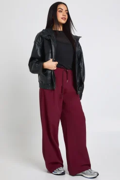 boohoo Pantalon Large À Plis Devant En Nylon Avec Cordon De Serrage<Femme Pantalons