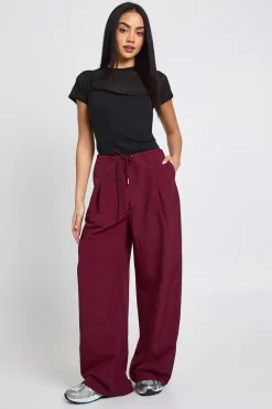 boohoo Pantalon Large À Plis Devant En Nylon Avec Cordon De Serrage<Femme Pantalons