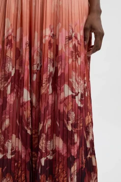 Pantalon Large à Plis et Motif Floral Tissé