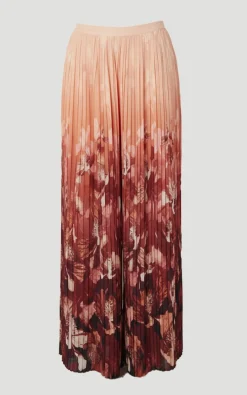 Pantalon Large à Plis et Motif Floral Tissé