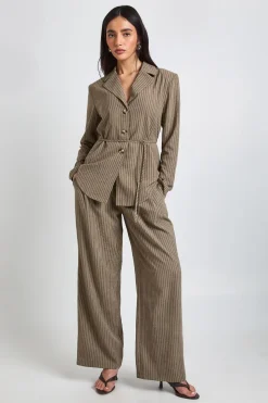 Pantalon Large À Plis Frontaux Effet Pêche