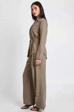 Pantalon Large À Plis Frontaux Effet Pêche