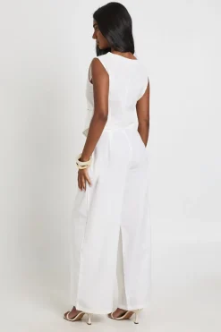 boohoo Pantalon Large Plissé Aspect Lin<Femme Pantalons|Tailleurs