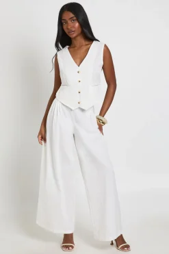 boohoo Pantalon Large Plissé Aspect Lin<Femme Pantalons|Tailleurs