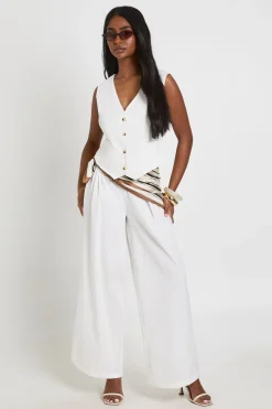 boohoo Pantalon Large Plissé Aspect Lin<Femme Pantalons|Tailleurs