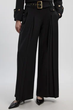 KarenMillen Pantalon Large Plissé Ceinturé Tailleur Raffiné<Femme Pantalons|Ensembles