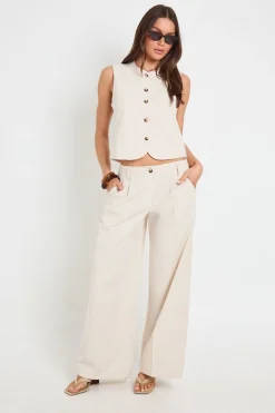 Pantalon Large Plissé À Coupe Ajustée