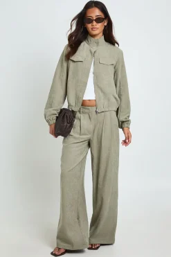 Pantalon Large Plissé À Effet Peau De Pêche