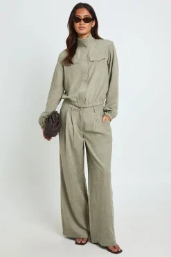 Pantalon Large Plissé À Effet Peau De Pêche