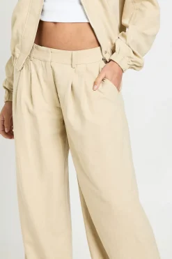 Pantalon Large Plissé À Effet Peau De Pêche