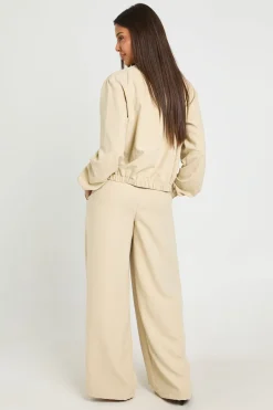 Pantalon Large Plissé À Effet Peau De Pêche