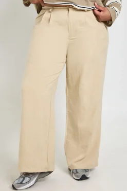 boohoo Pantalon Large Plissé En Crêpe Pêche Grande Taille<Femme Pantalons