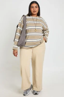 boohoo Pantalon Large Plissé En Crêpe Pêche Grande Taille<Femme Pantalons