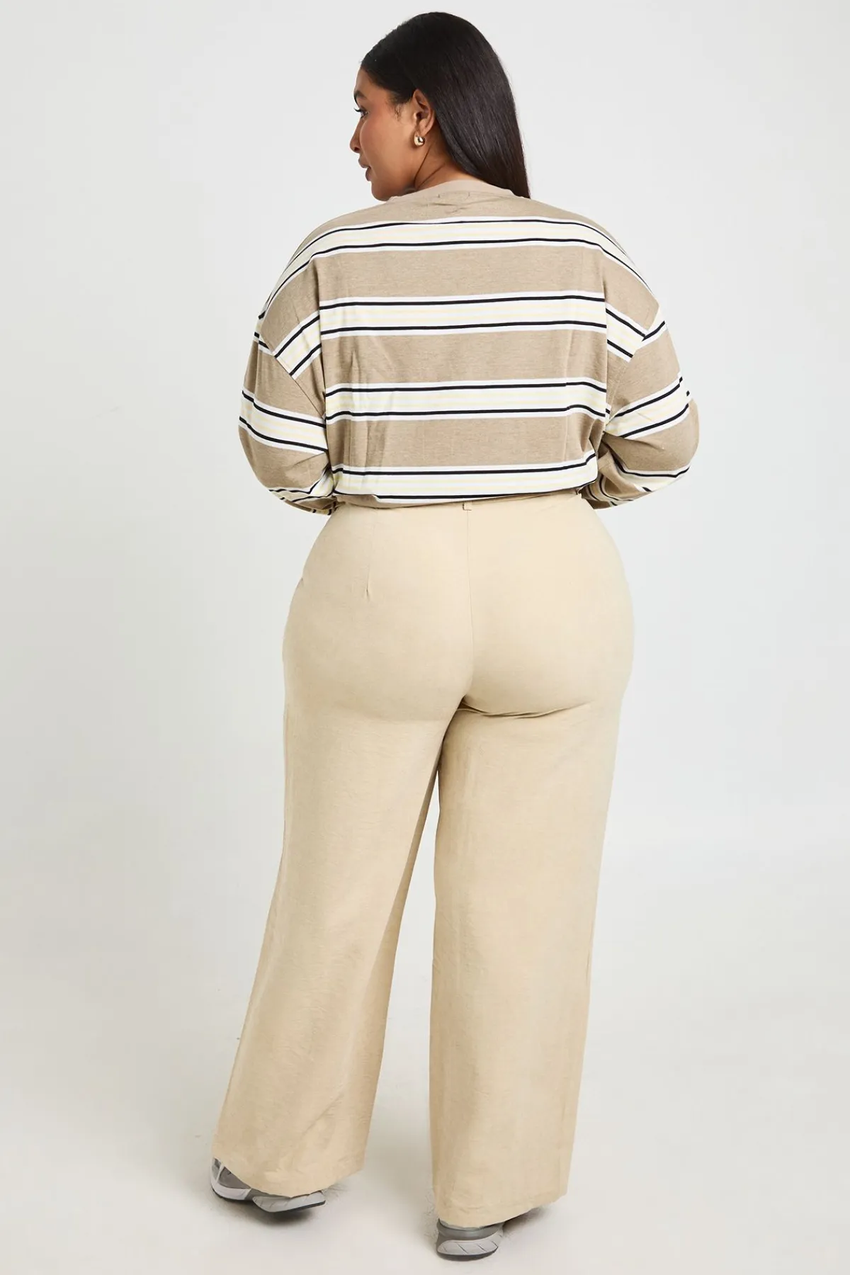 boohoo Pantalon Large Plissé En Crêpe Pêche Grande Taille<Femme Pantalons