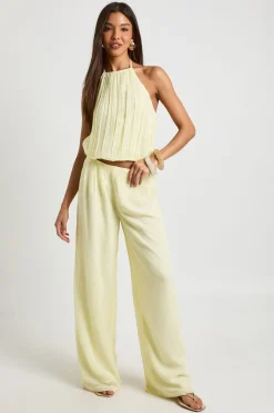 Pantalon Large Plissé En Mousseline
