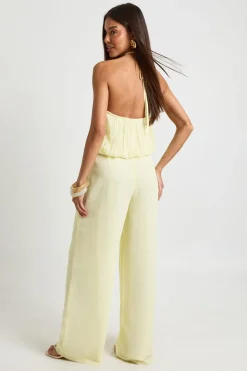 Pantalon Large Plissé En Mousseline