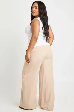 boohoo Pantalon Large Plissé En Tissu Tissé Grande Taille<Femme Pantalons