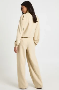 Pantalon Large Plissé À Finition Pêche