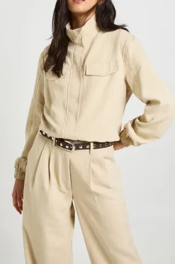 Pantalon Large Plissé À Finition Pêche
