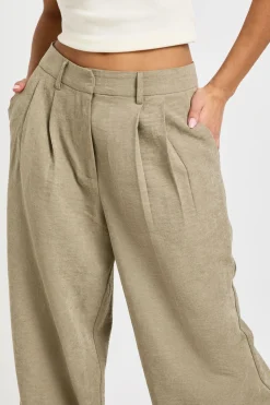 Pantalon Large Plissé à Finition Pêche