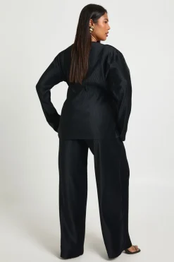 Pantalon Large Plissé Grande Taille