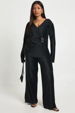 Pantalon Large Plissé Grande Taille