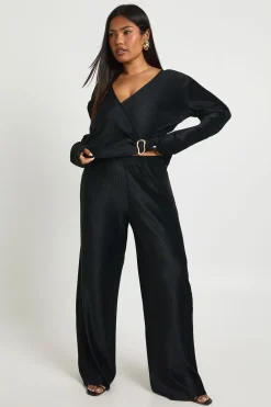 Pantalon Large Plissé Grande Taille