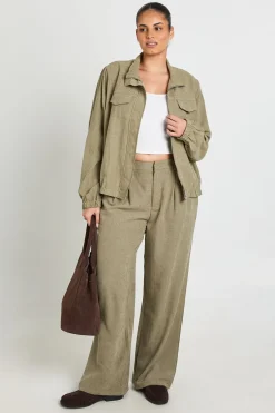 boohoo Pantalon Large Plissé Grande Taille En Crêpe Pêche<Femme Pantalons