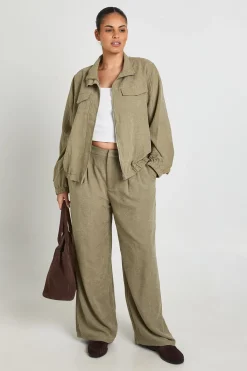 boohoo Pantalon Large Plissé Grande Taille En Crêpe Pêche<Femme Pantalons