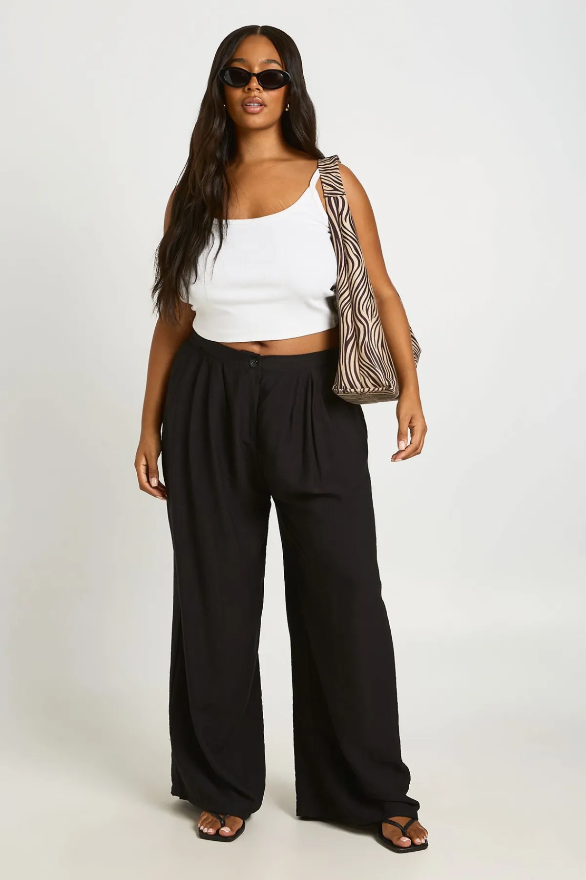 boohoo Pantalon Large Plissé Grande Taille<Femme Pantalons