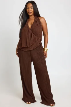 Pantalon Large Plissé Grande Taille