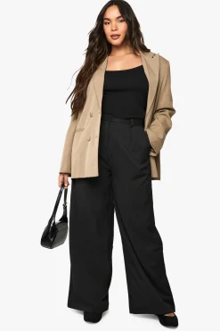 Pantalon Large Plissé À Jambes Évasées Et Coupe Tailleur Extrême